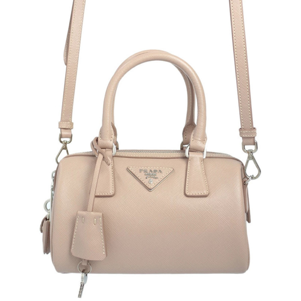 Prada Saffiano Lux 2Way Bowler Bag Cameo beige Pink